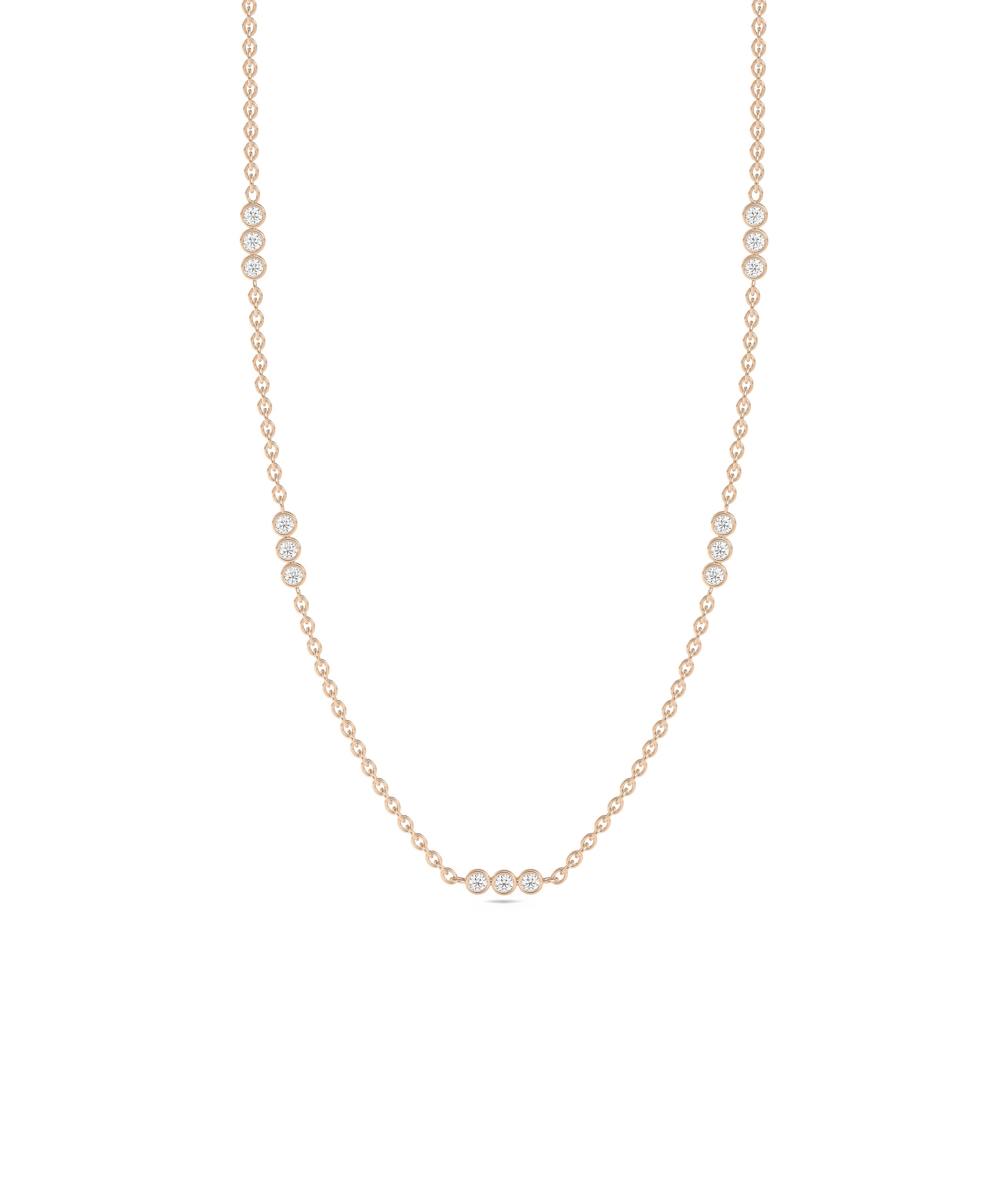 Diamond 3 Stone Bezel Station Necklace | Diamond Necklace