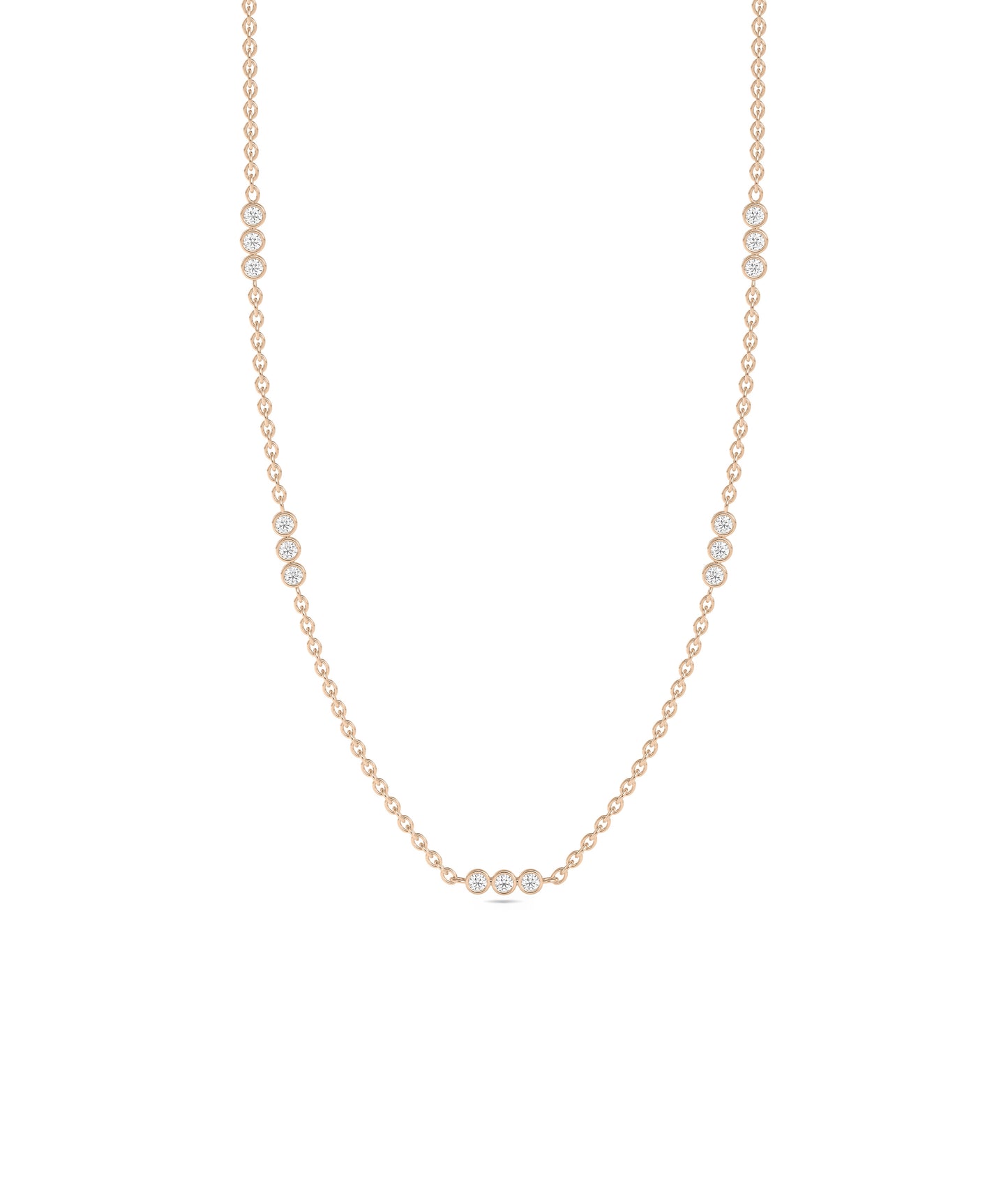 Diamond 3 Stone Bezel Station Necklace | Diamond Necklace