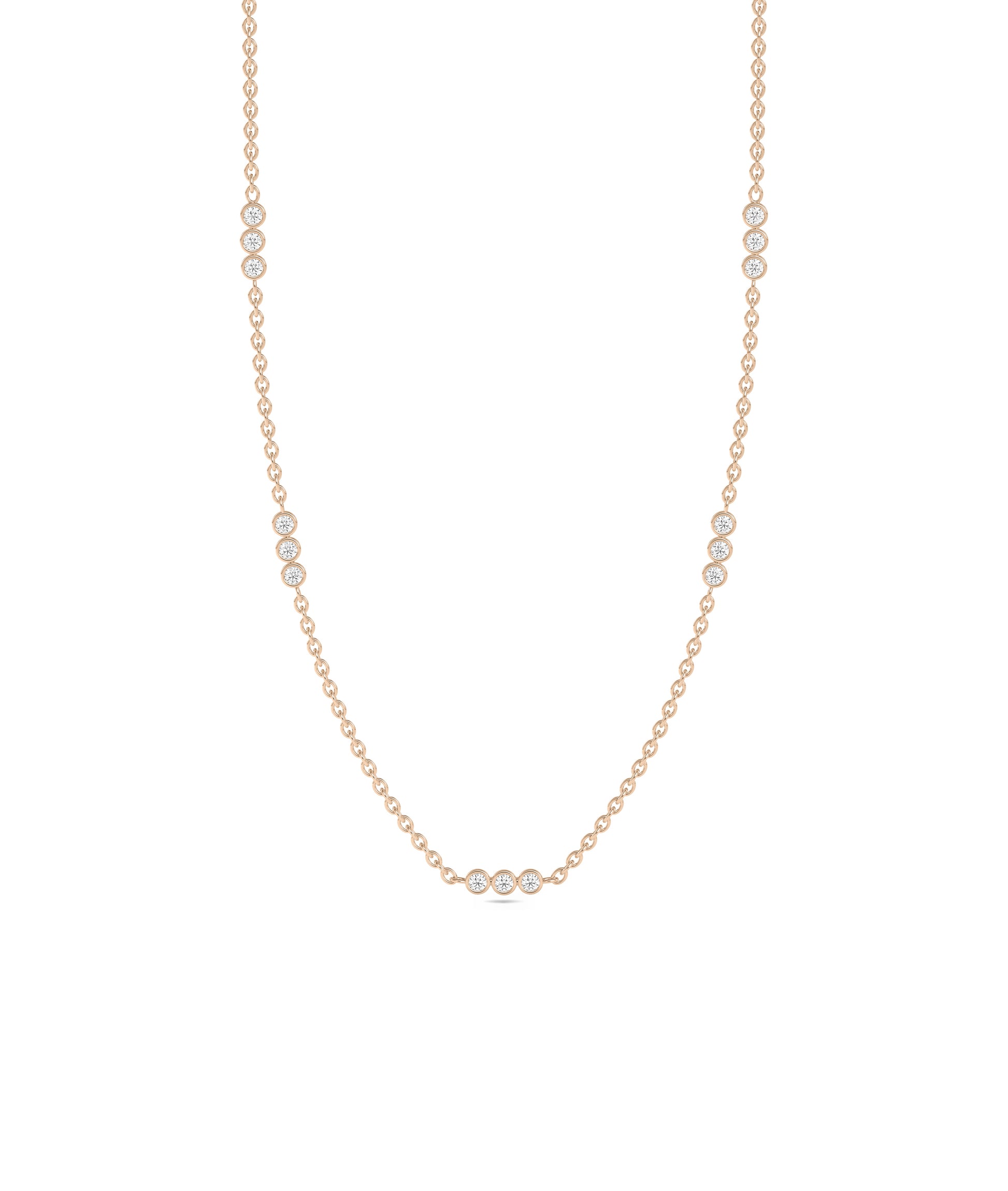 Diamond 3 Stone Bezel Station Necklace | Diamond Necklace