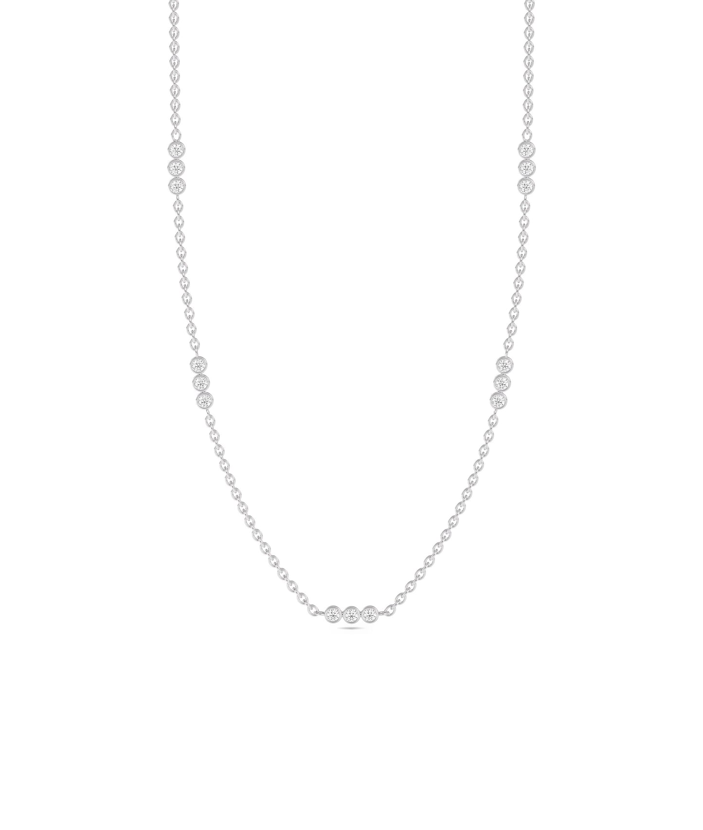 Diamond 3 Stone Bezel Station Necklace | Diamond Necklace