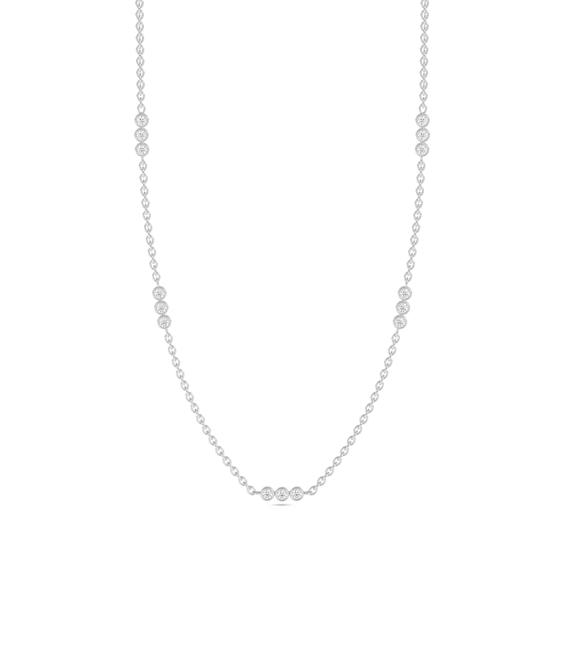 Diamond 3 Stone Bezel Station Necklace | Diamond Necklace