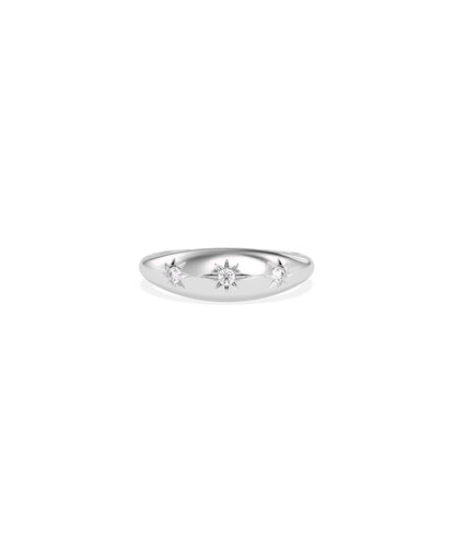 Diamond Star Burst Dome Ring - Stunning Diamond Band Ring