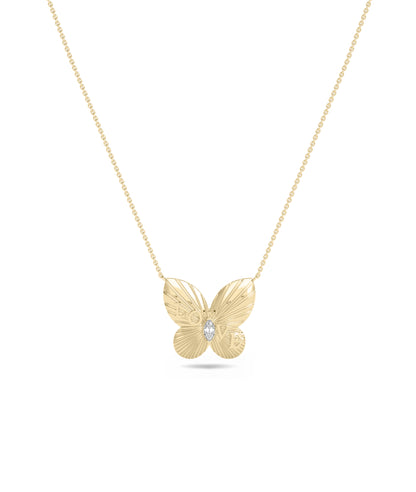 Mantra Butterfly Diamond Solitaire Necklace