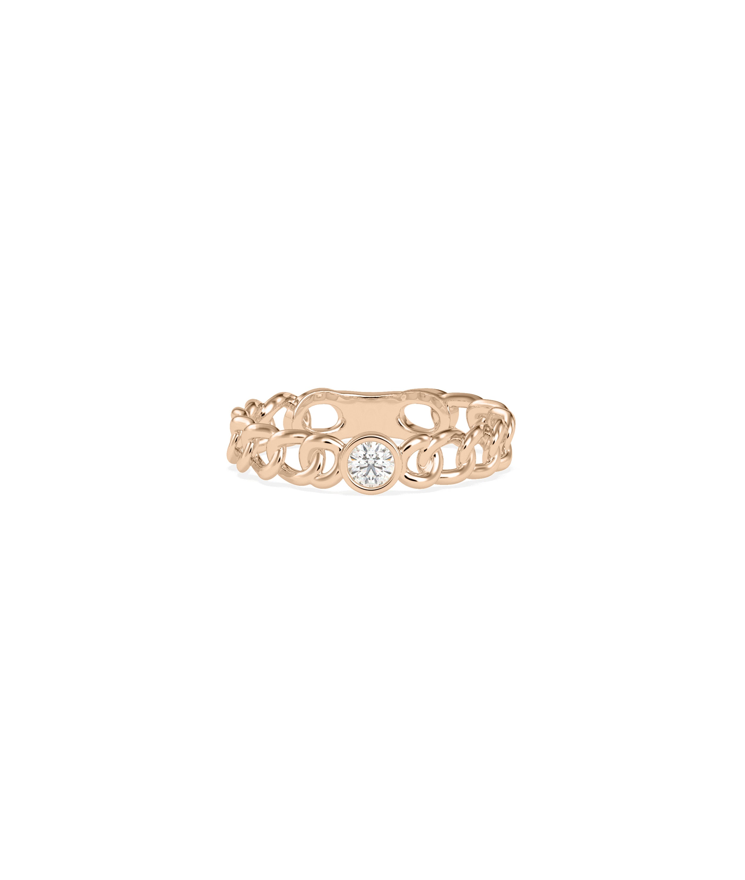 Diamond Solitaire Curb Link Ring