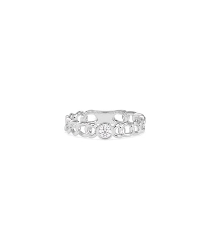 "Diamond Solitaire Curb Link Ring - Elegant Diamond Band Ring