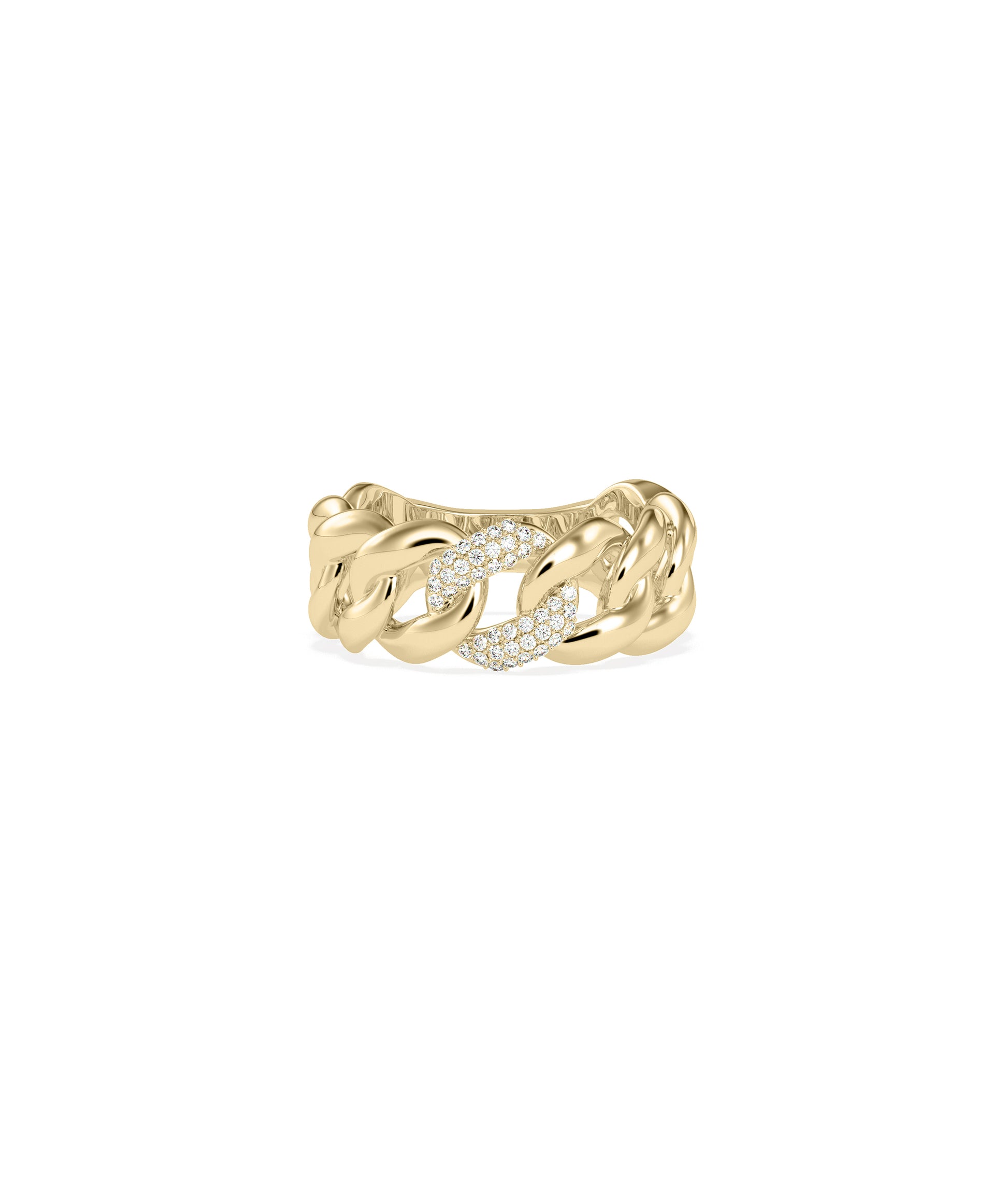 Diamond Curb Link Ring | 14k Gold Engagement Ring for Women