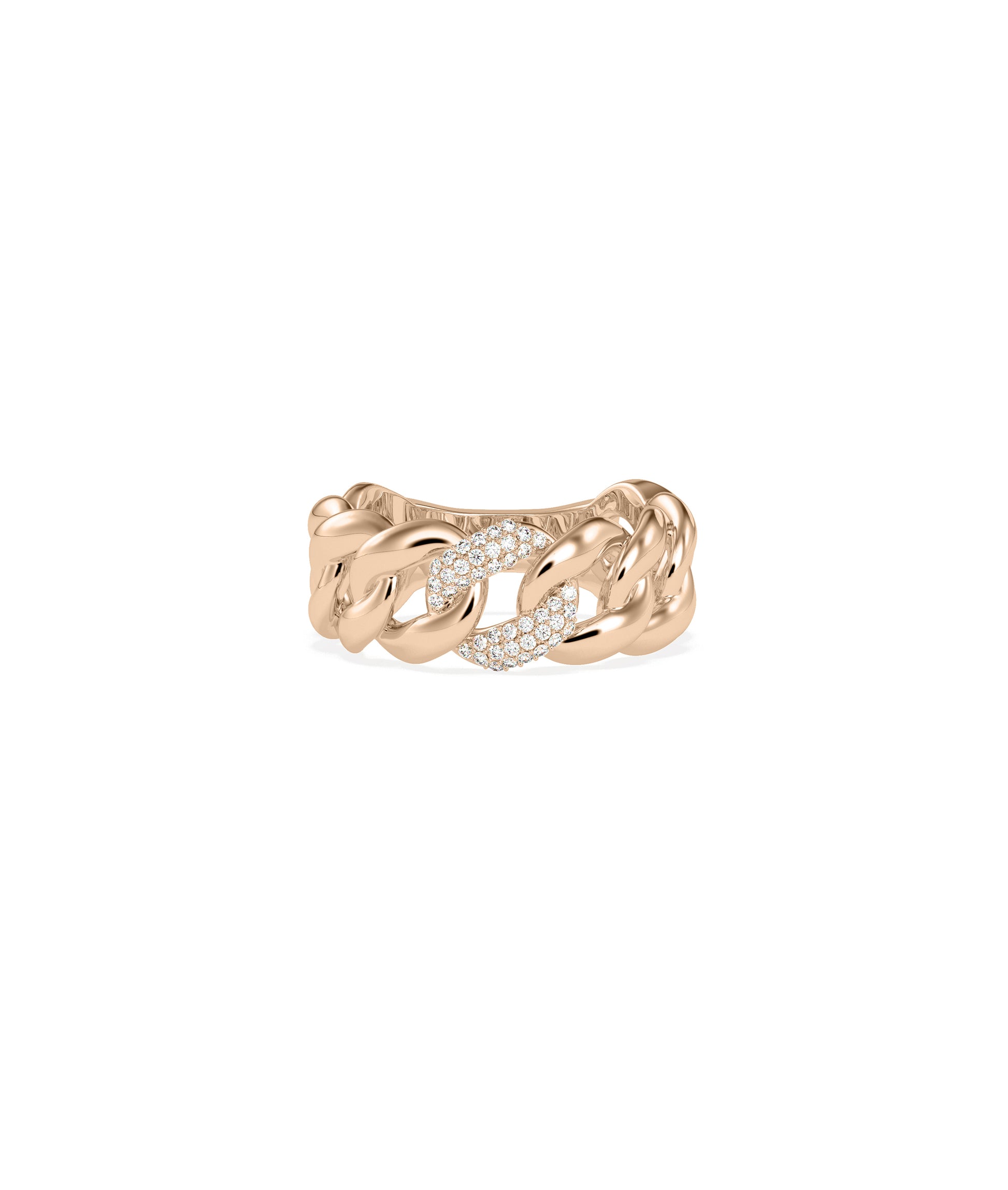 Diamond Curb Link Ring | 14k Gold Engagement Ring for Women