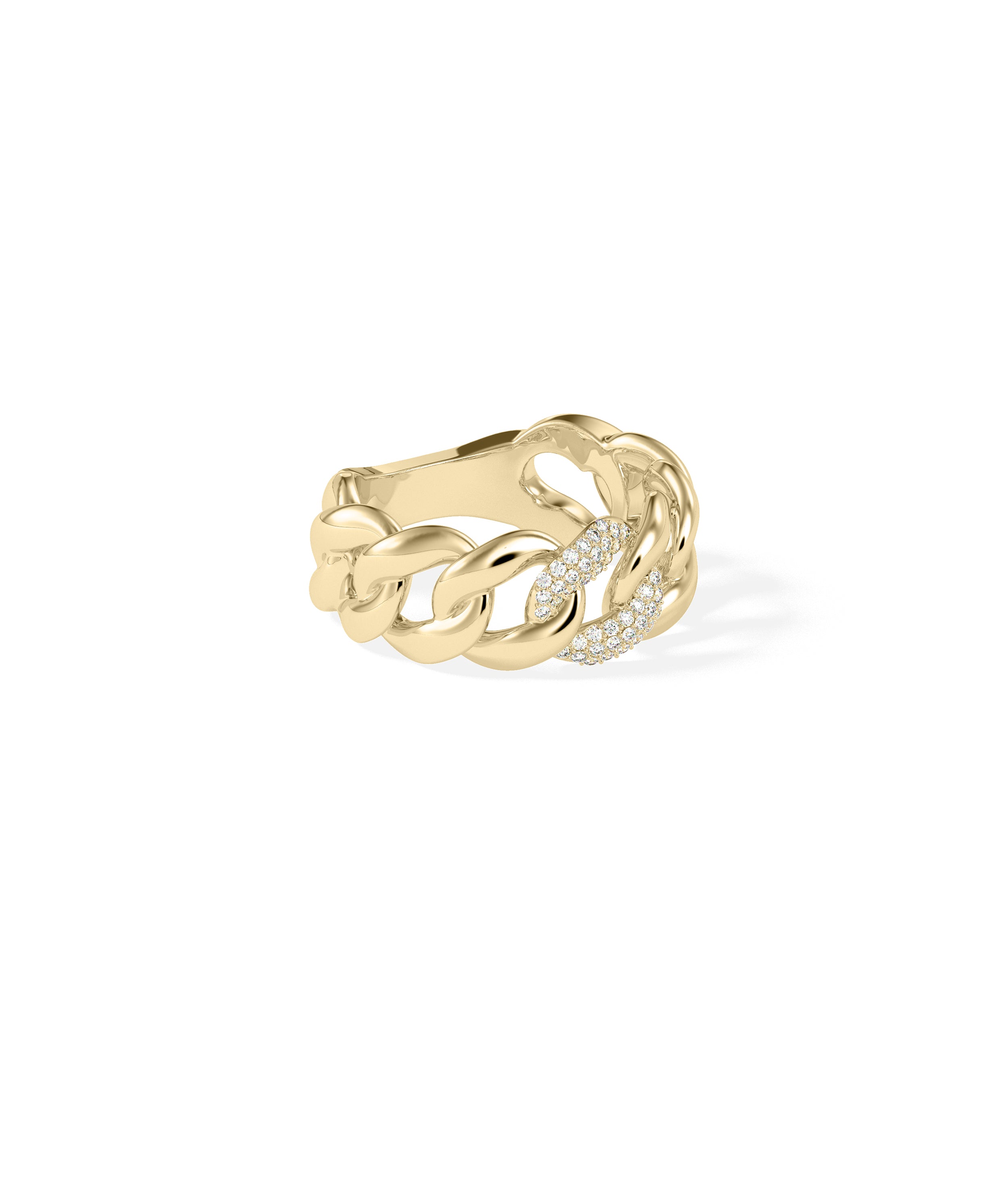 Diamond Curb Link Ring | 14k Gold Engagement Ring for Women