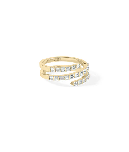 Diamond Baguette Swirl Ring - Stunning Diamond Band Ring for Elegance