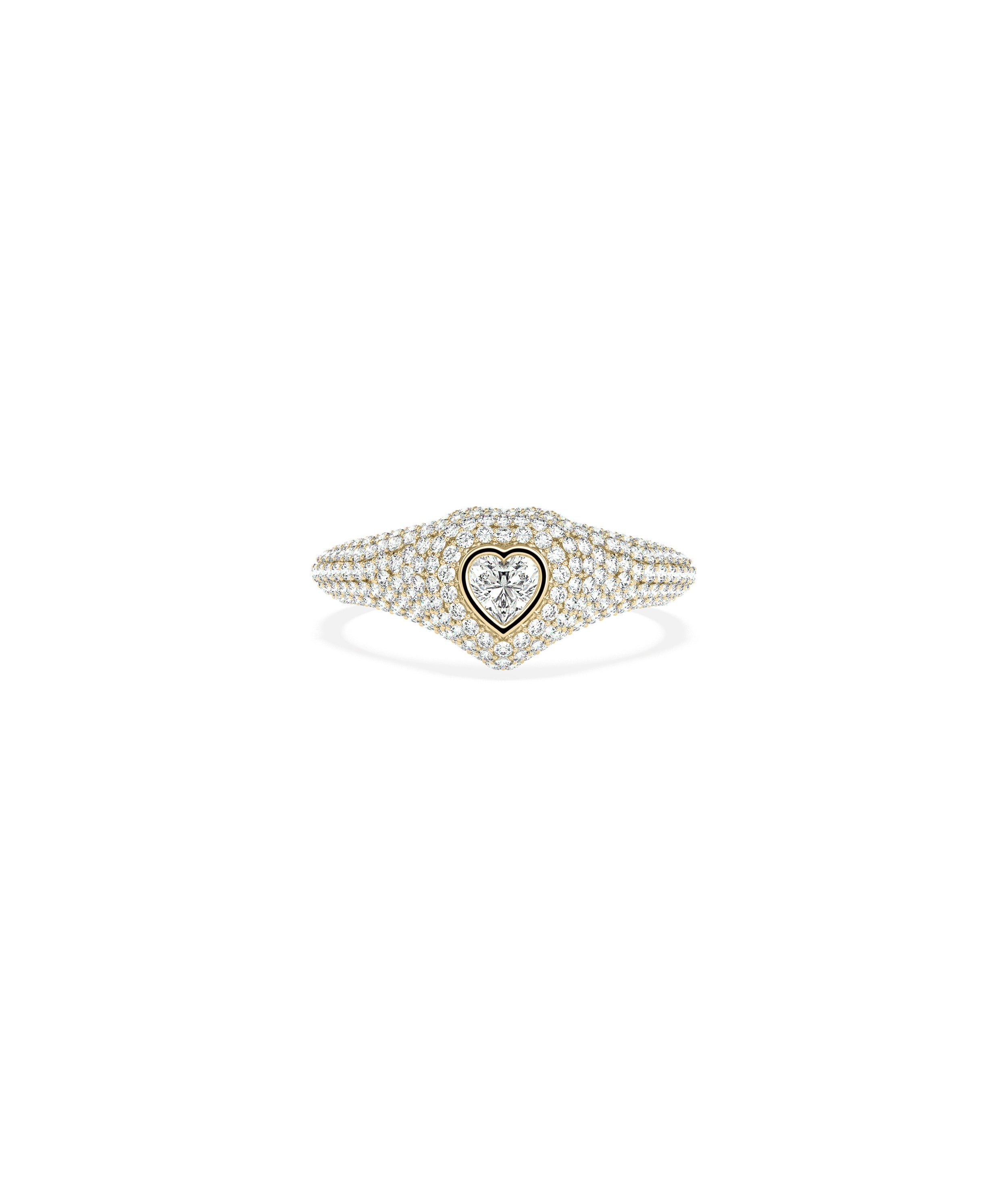 Heart Shape Diamond Solitaire and Pave Ring | Engagement Rings