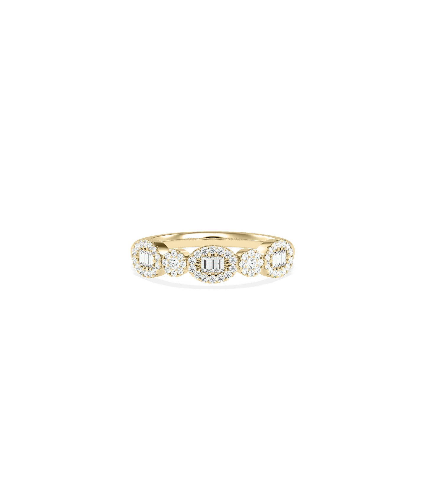 Elegant Diamond Band Ring: Cluster Oval & Round