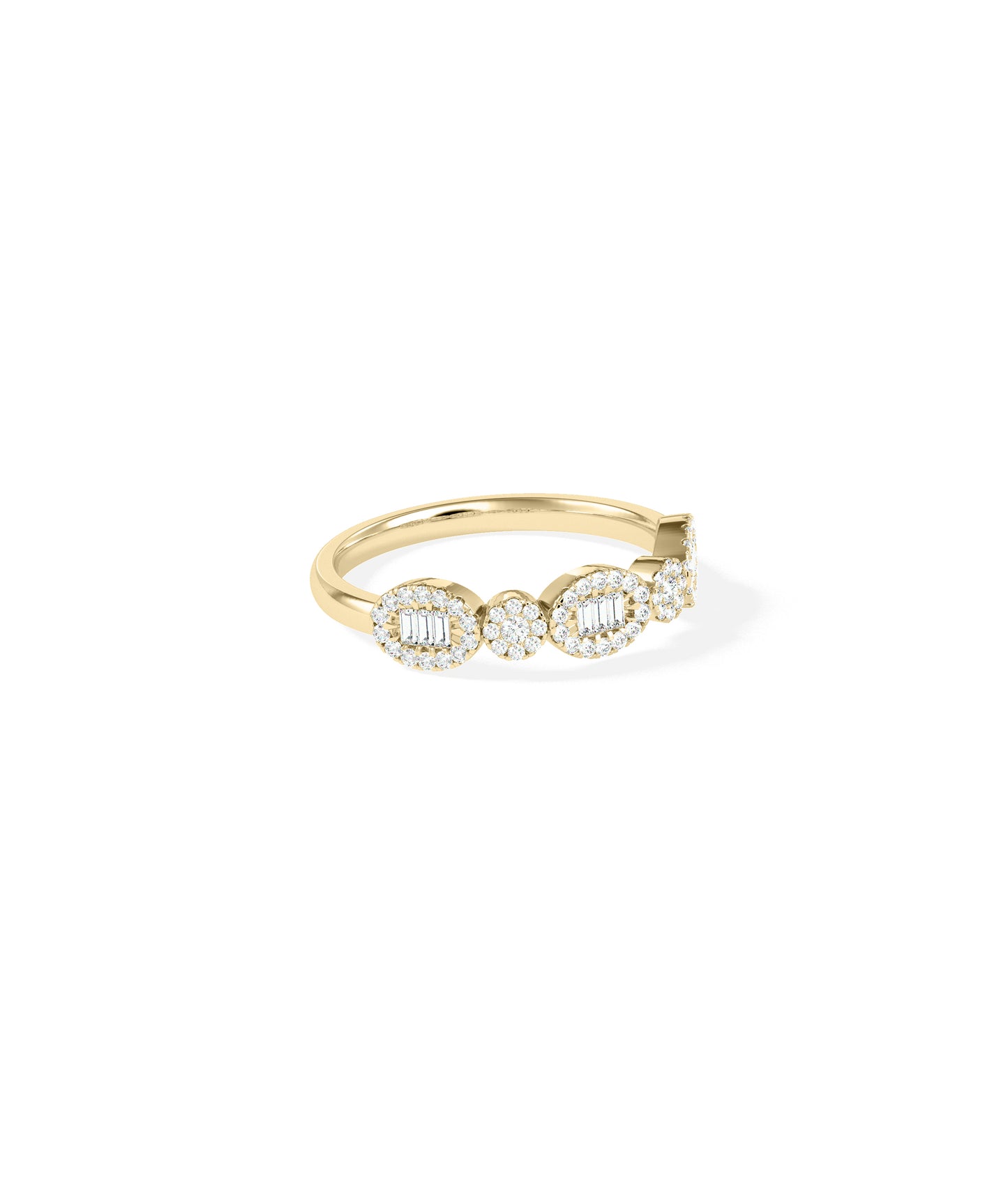 Elegant Diamond Band Ring: Cluster Oval & Round