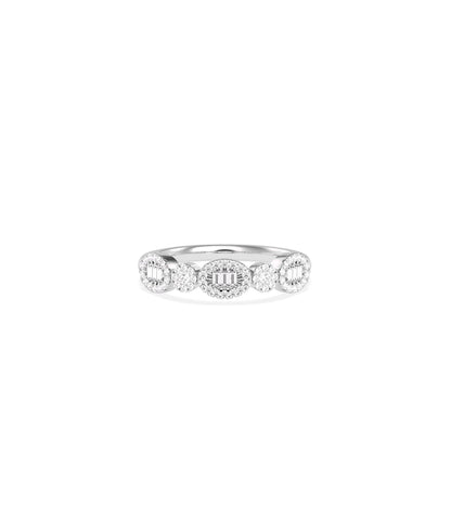 Elegant Diamond Band Ring: Cluster Oval & Round