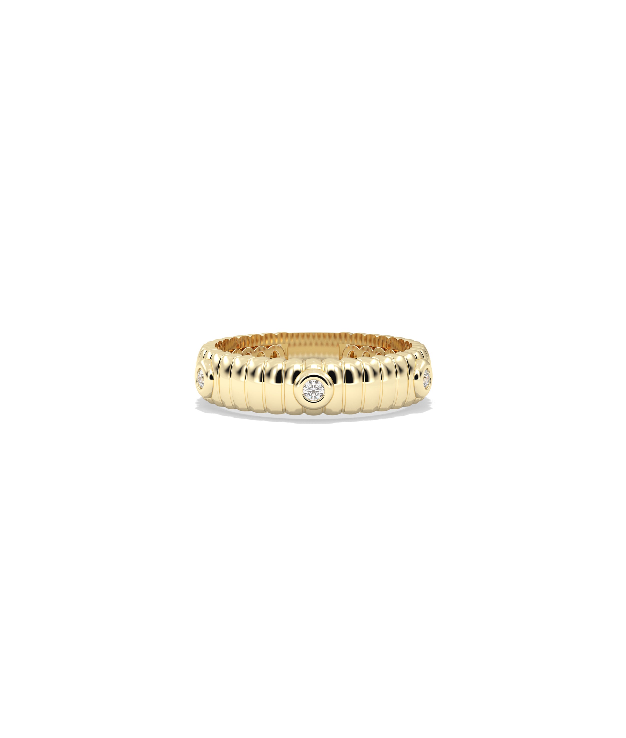 Diamond Station Groove Band Ring - Elegant Diamond Band