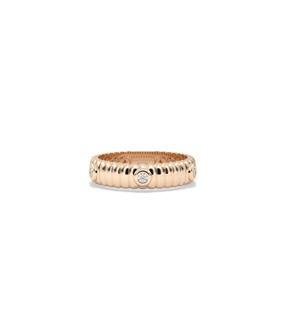 Diamond Station Groove Band Ring