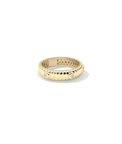 Diamond Station Groove Band Ring - Elegant Diamond Band