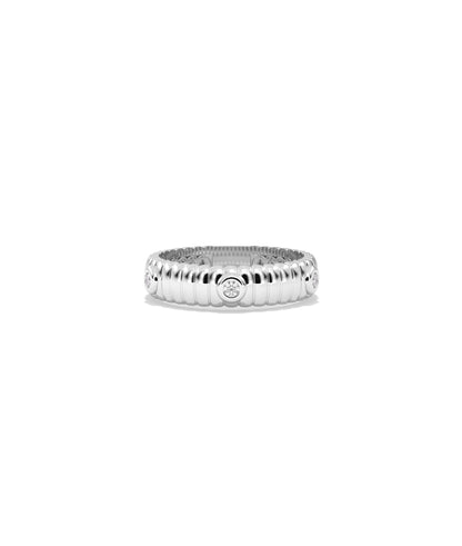 Diamond Station Groove Band Ring