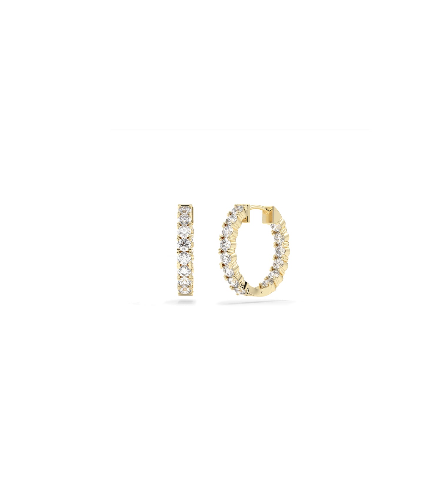 Single Line Diamond Hoop Earring | Diamond Earrings