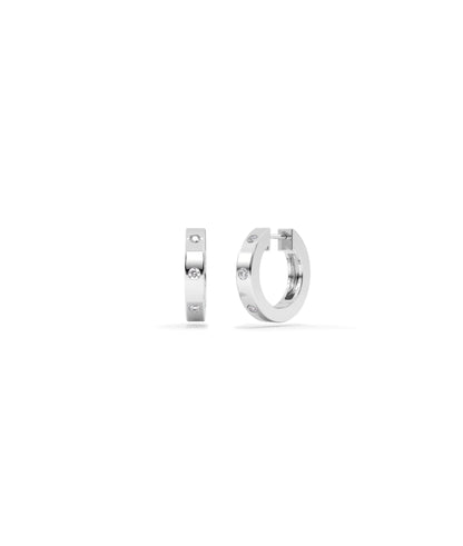 Diamond Bezel Set Station Hoop Earring