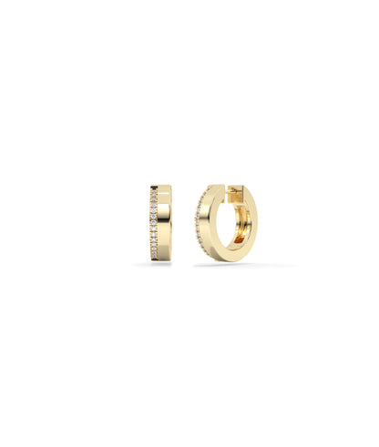 Gold and Diamond Line Hoop Earrings | Diamond Earrings