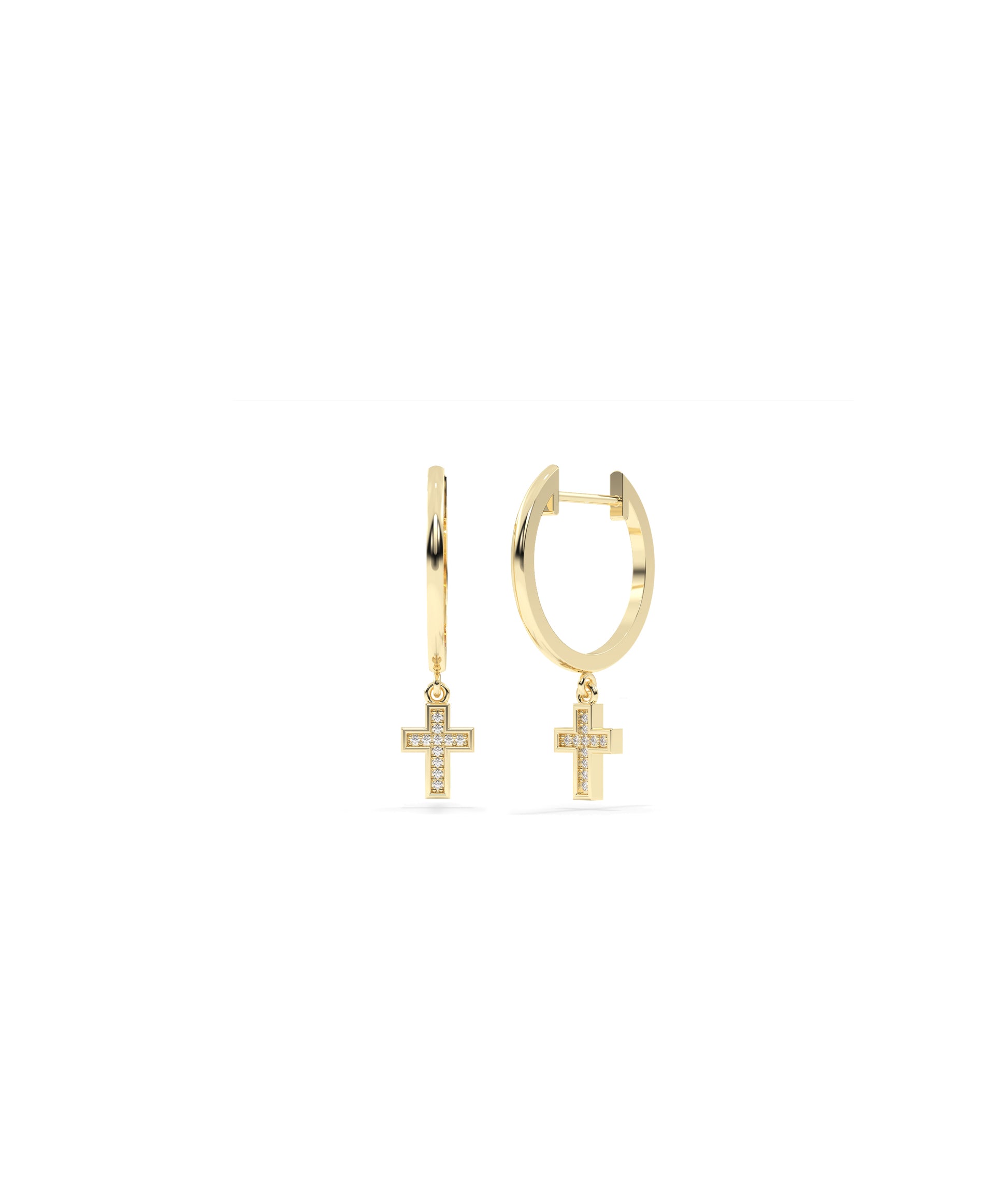 Diamond Hoop Earrings with Cross DangleI Everyday Luxury