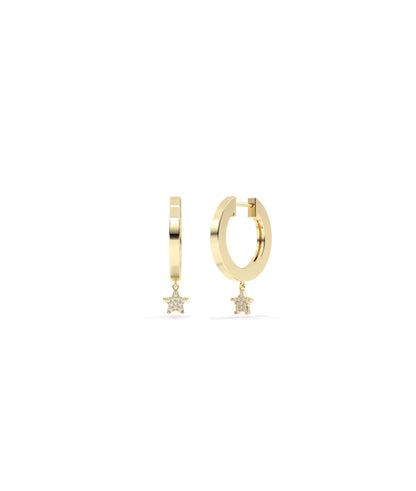 Gold Hoop Earrings with Diamond Pave Dangle | Everyday Jewelry