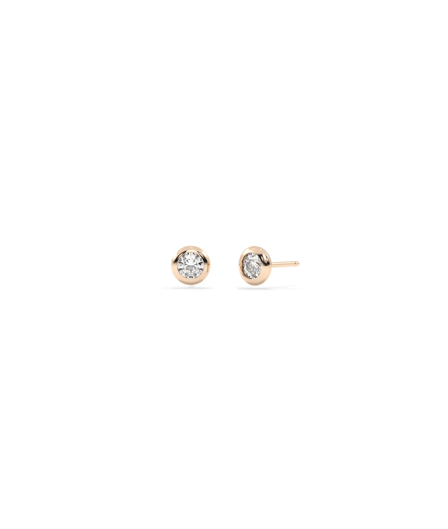 Diamond Bezel Solitaire Stud Earrings- diamond earrings