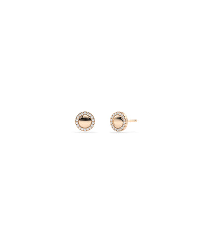 Diamond Halo Disc Stud Earring | Timeless Diamond Earrings 