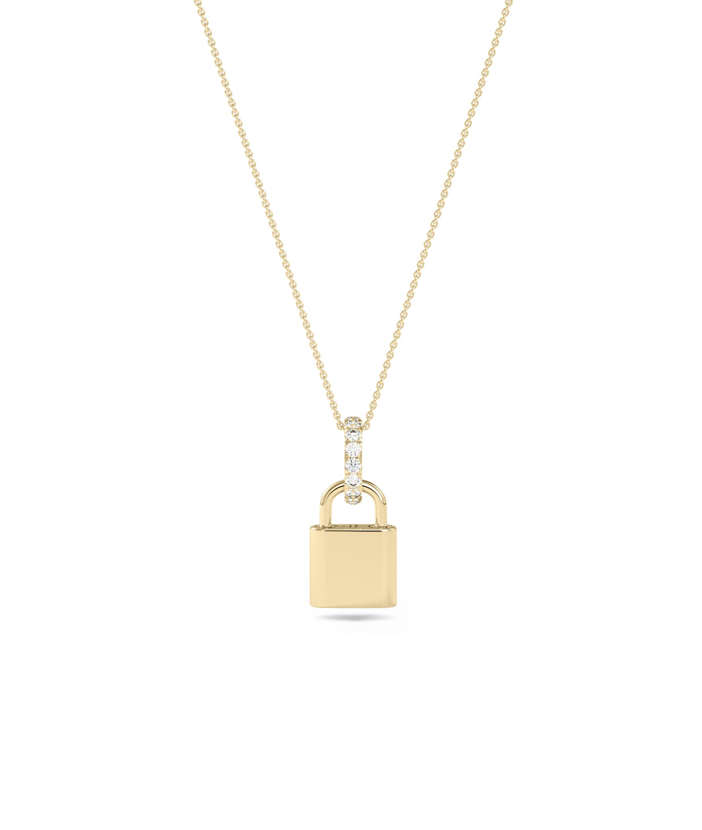 Gold Lock Charm with Diamond Bail Charm