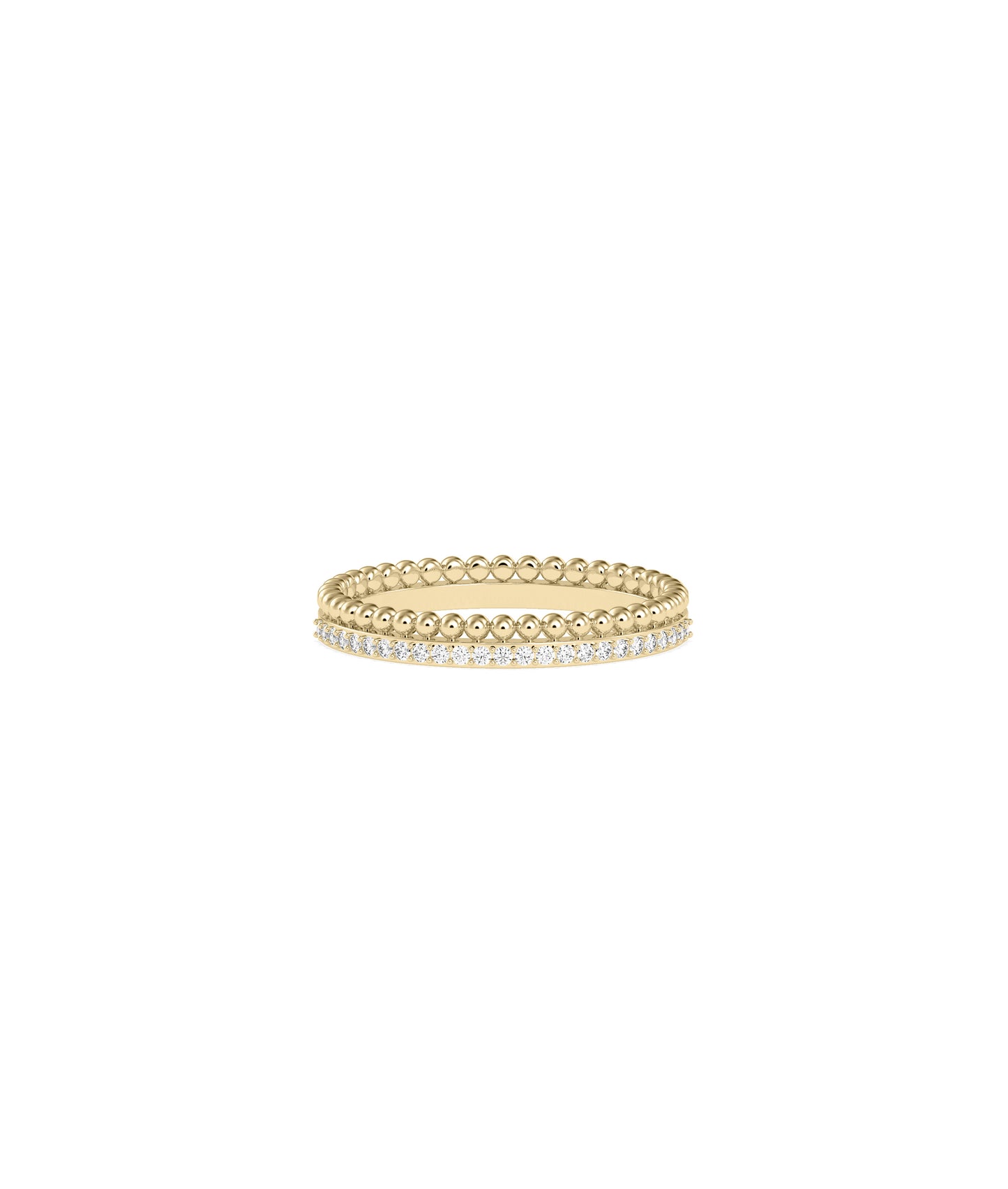 2 Row Beaded Gold and Diamond Eternity Band Ring | Diamond Band Ring