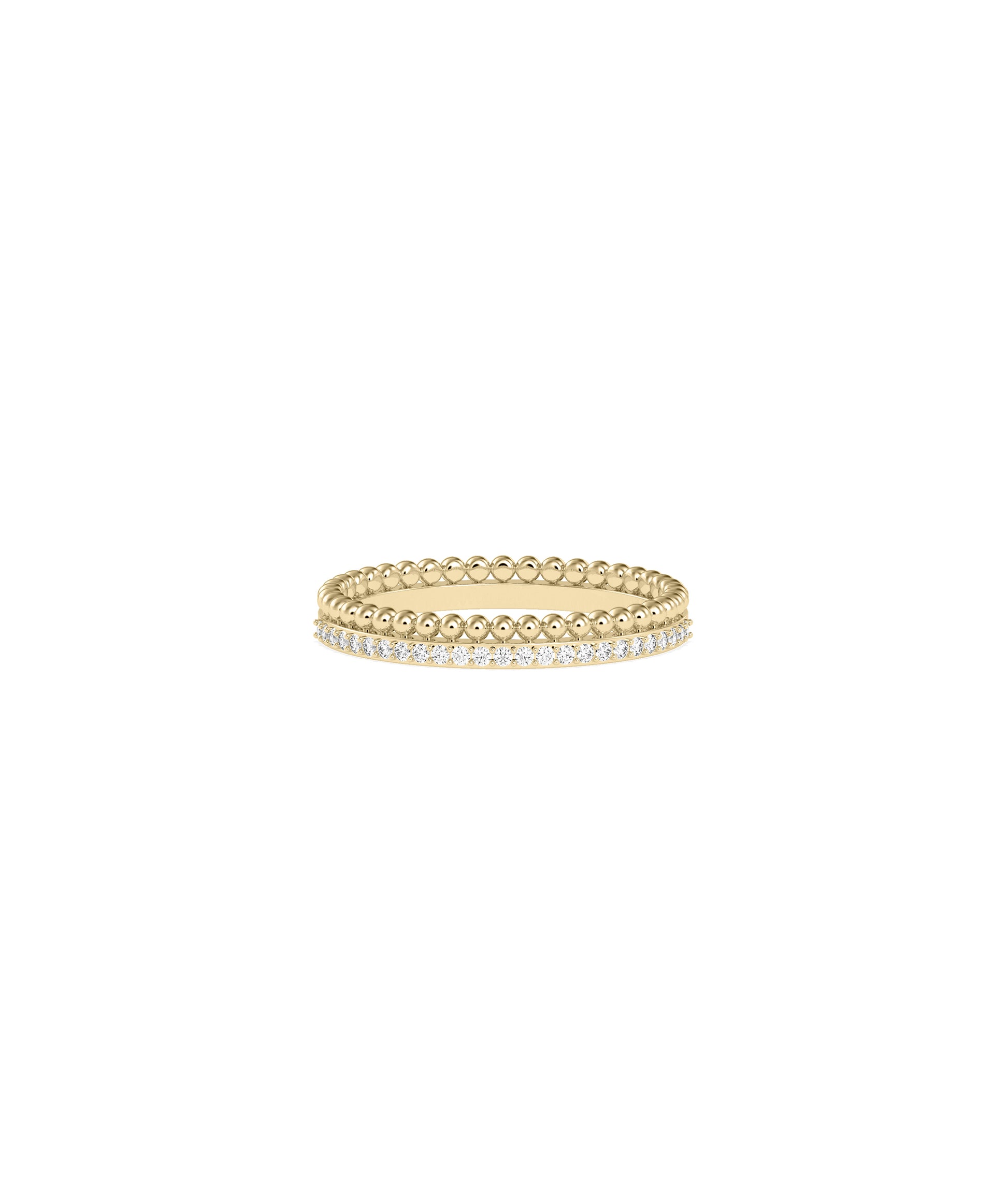 2 Row Beaded Gold and Diamond Eternity Band Ring | Diamond Band Ring