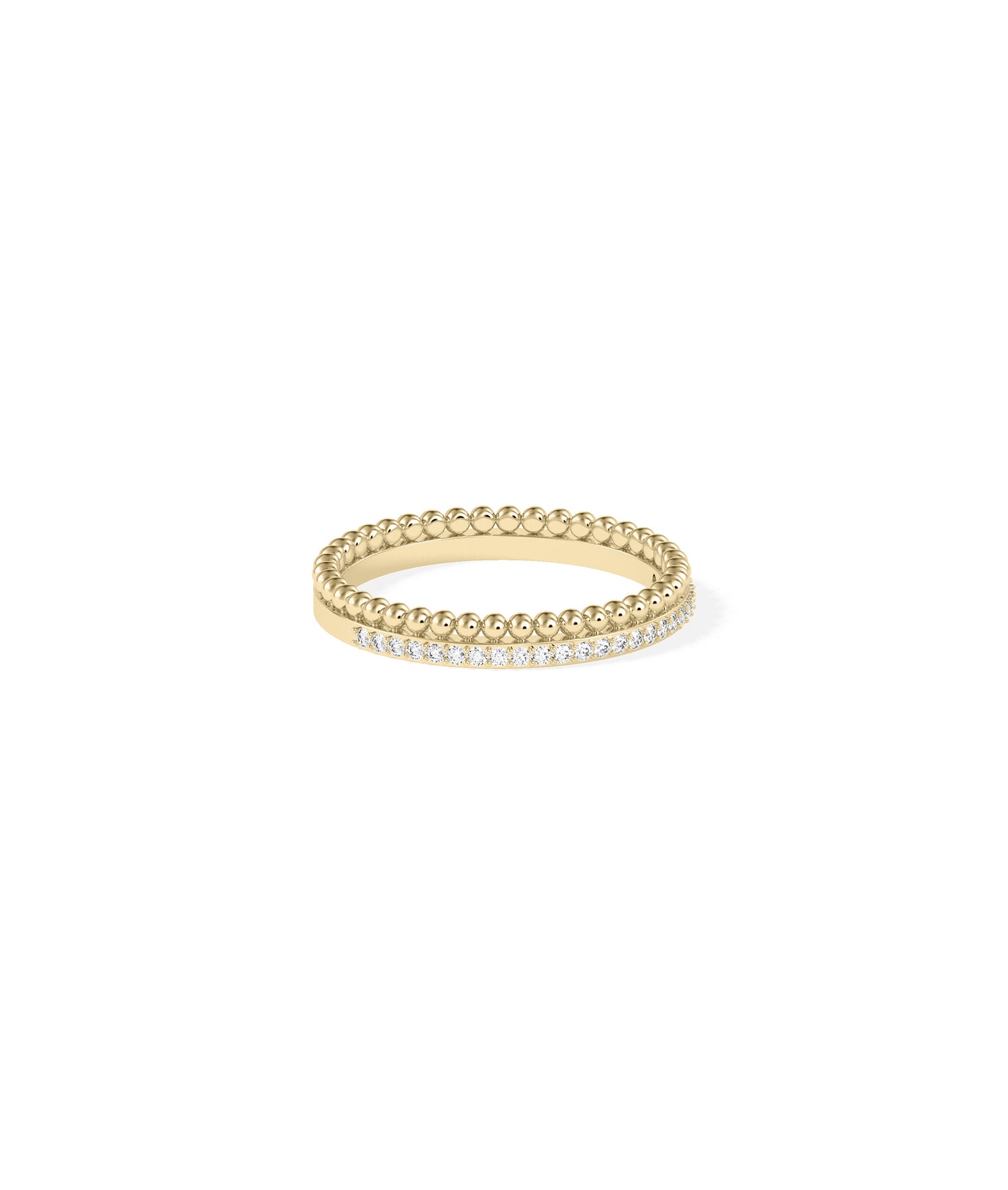 2 Row Beaded Gold and Diamond Eternity Band Ring | Diamond Band Ring