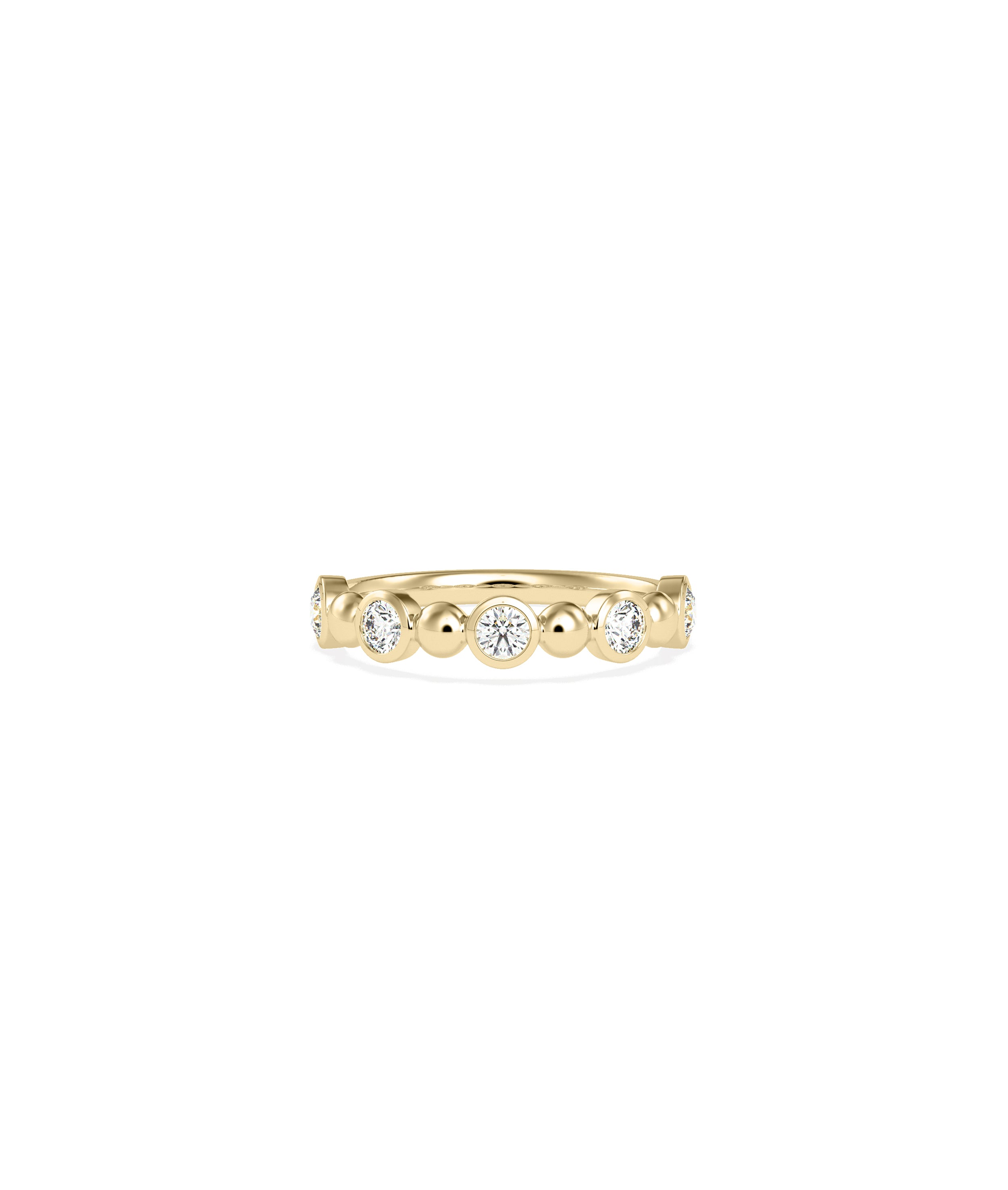 Diamond 5 Stone Beaded Alternating Band Ring - Elegant Diamond Band Ring for Timeless Style