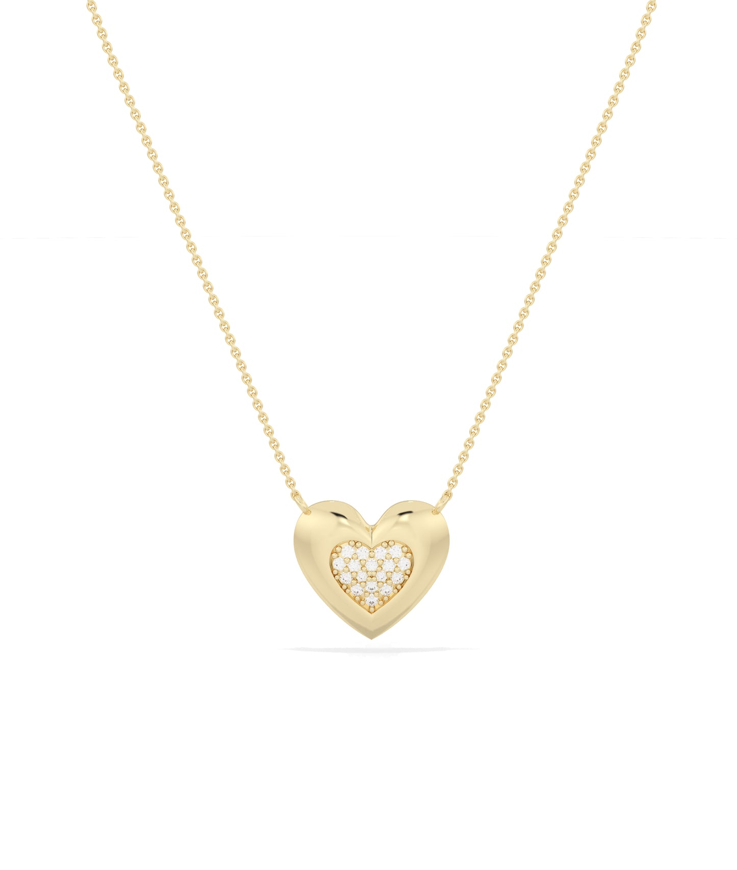 Diamond Pave on Bubble Heart Necklace