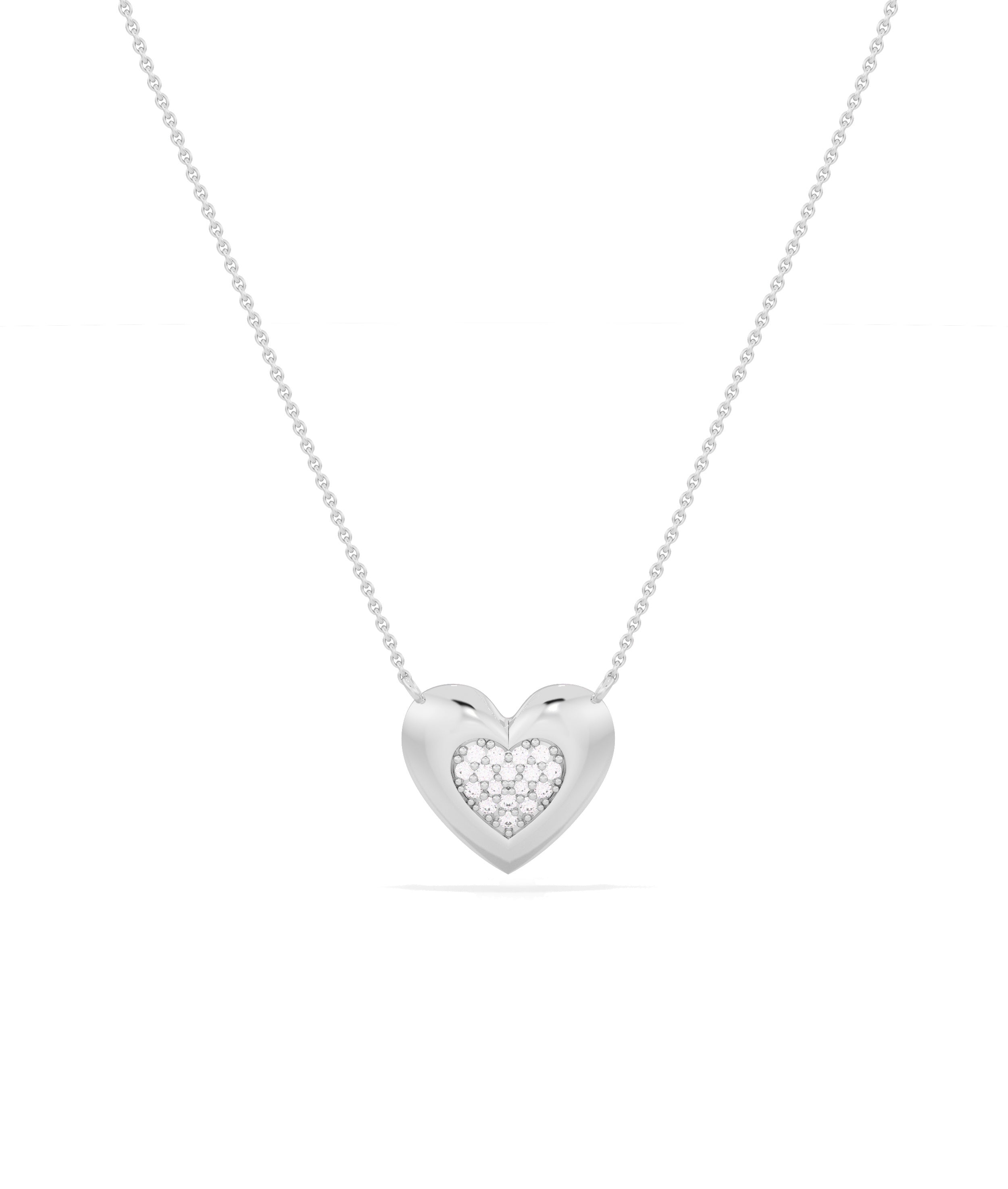 Diamond Pave on Bubble Heart Necklace