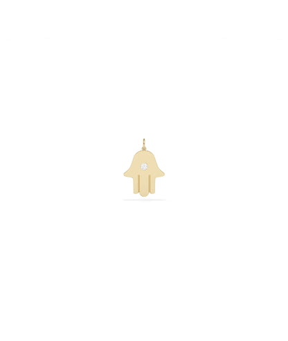 Gold Hamsa Charm with Solitaire Diamond