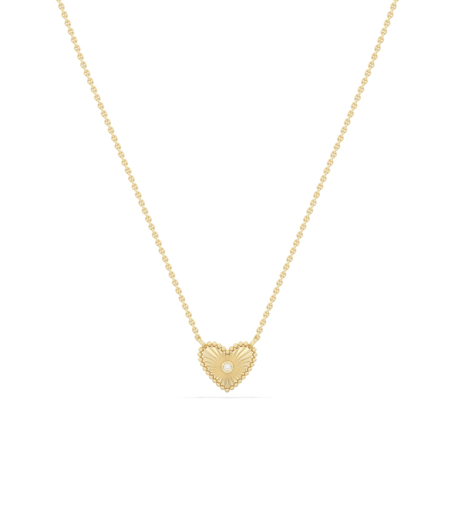 Groove Heart Necklace with Diamond Solitaire