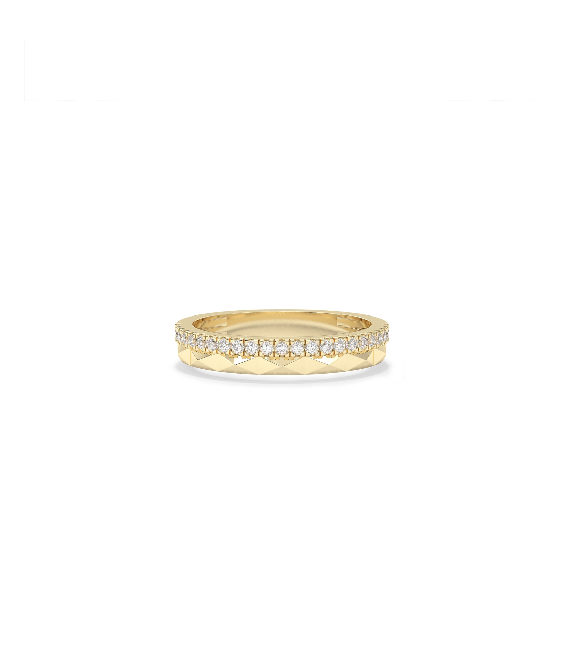 Diamond and Faceted Gold Band Ring | Engagement Rings For Women