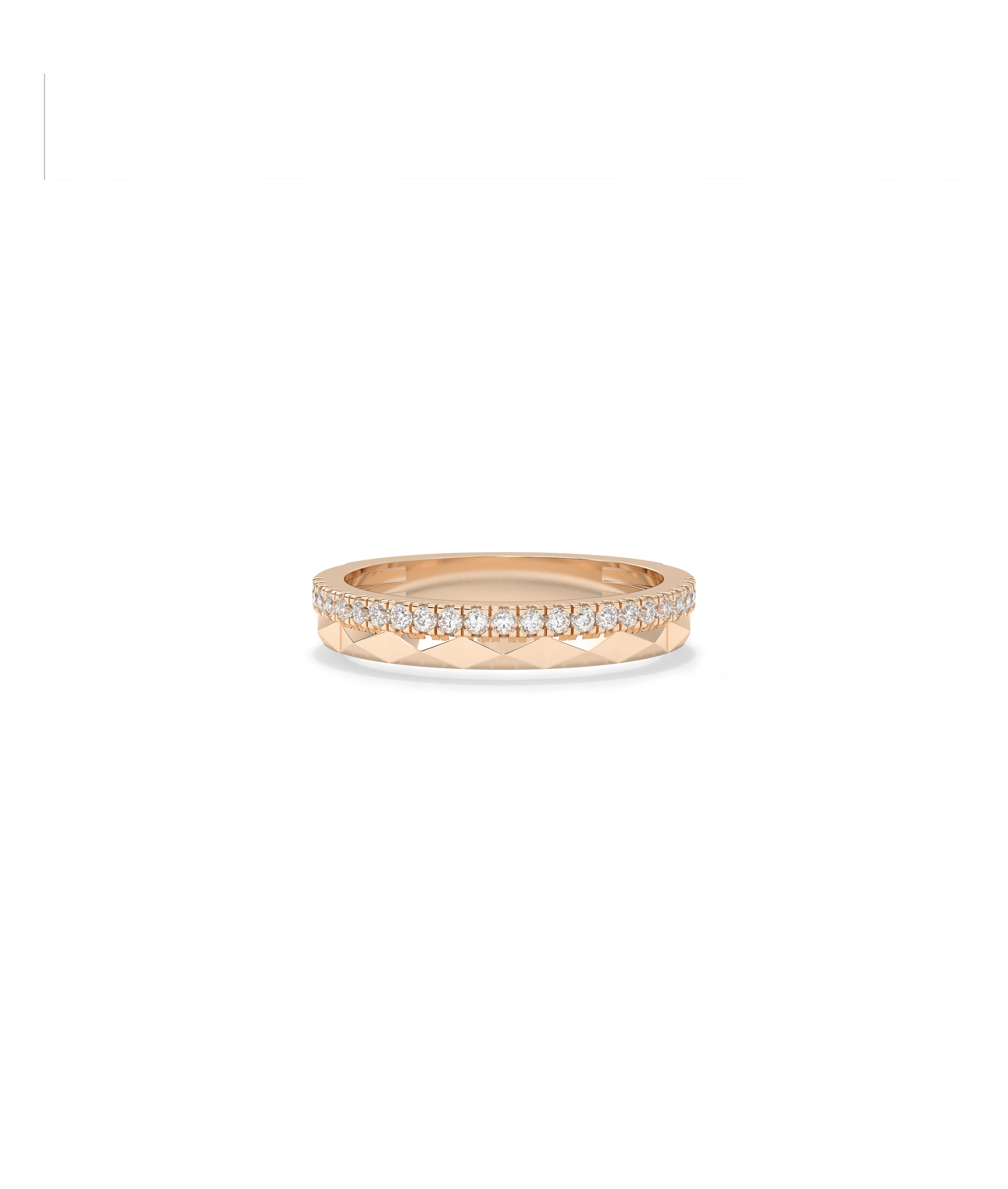 Diamond and Faceted Gold Band Ring | Engagement Rings For Women