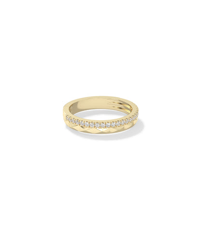 Diamond and Faceted Gold Band Ring | Engagement Rings For Women