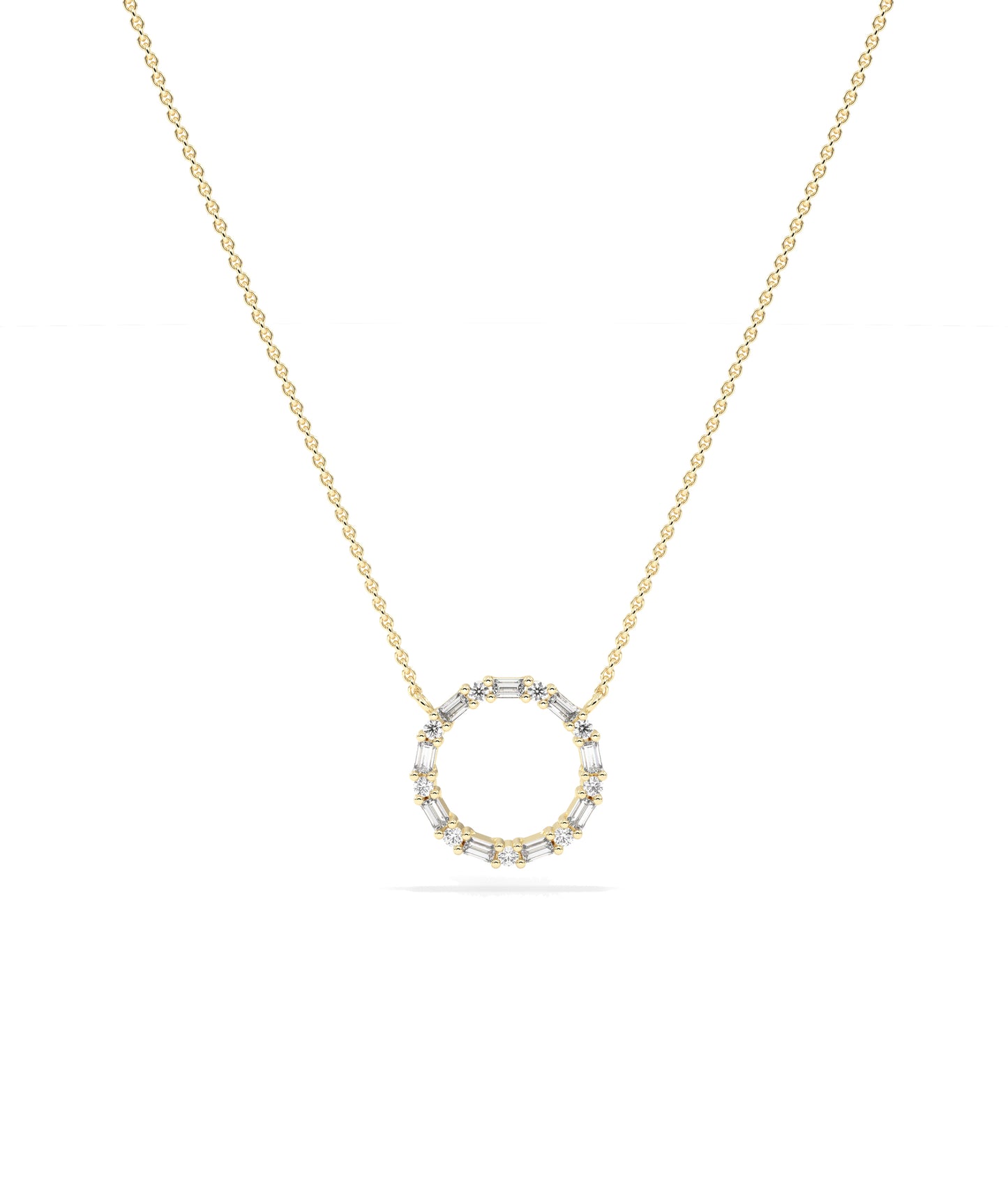 Diamond Baguette Circle Necklace