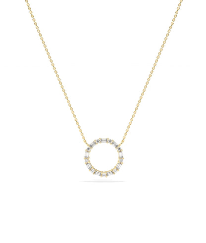 Diamond Baguette Circle Necklace