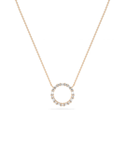 Diamond Baguette Circle Necklace