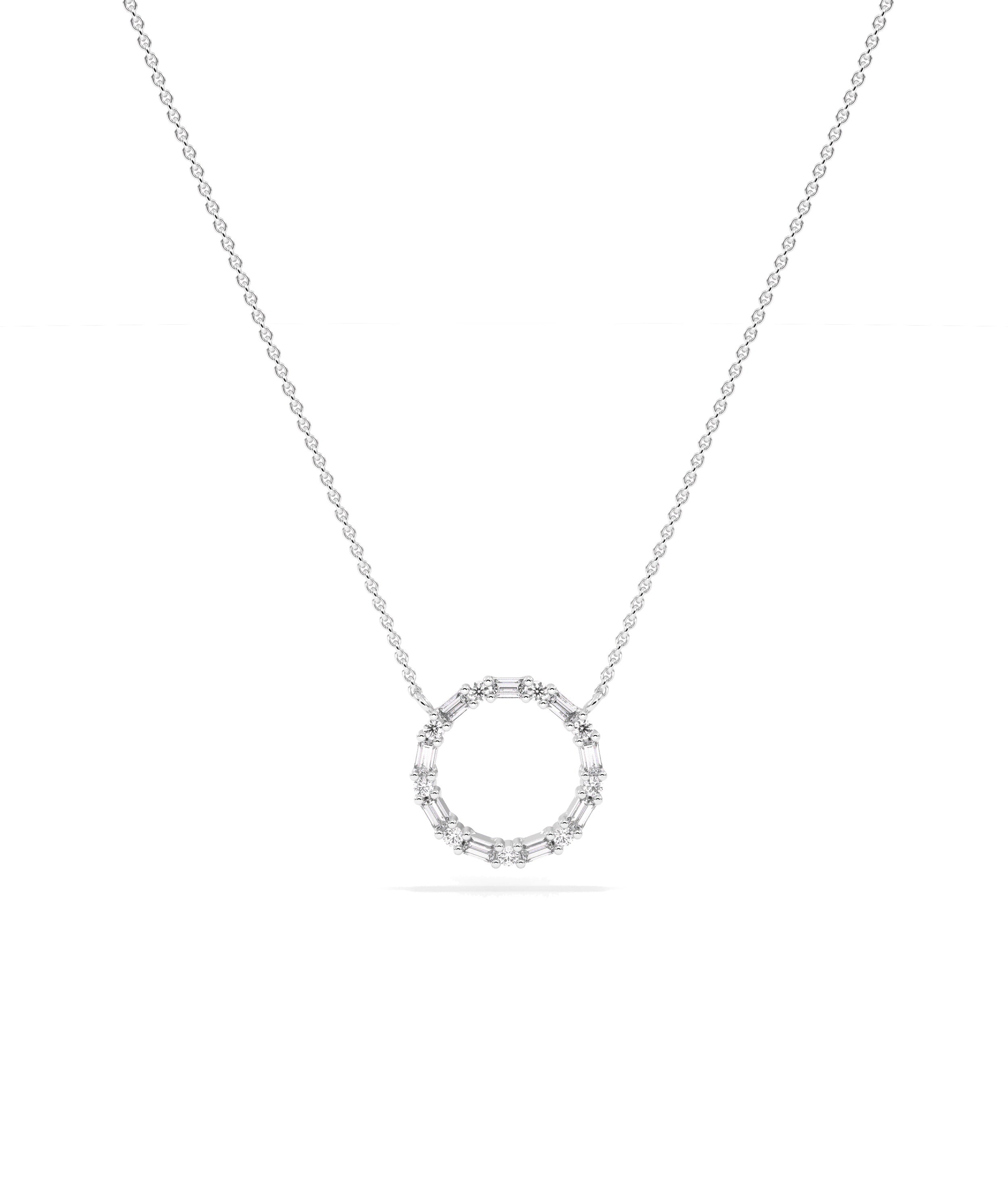 Diamond Baguette Circle Necklace