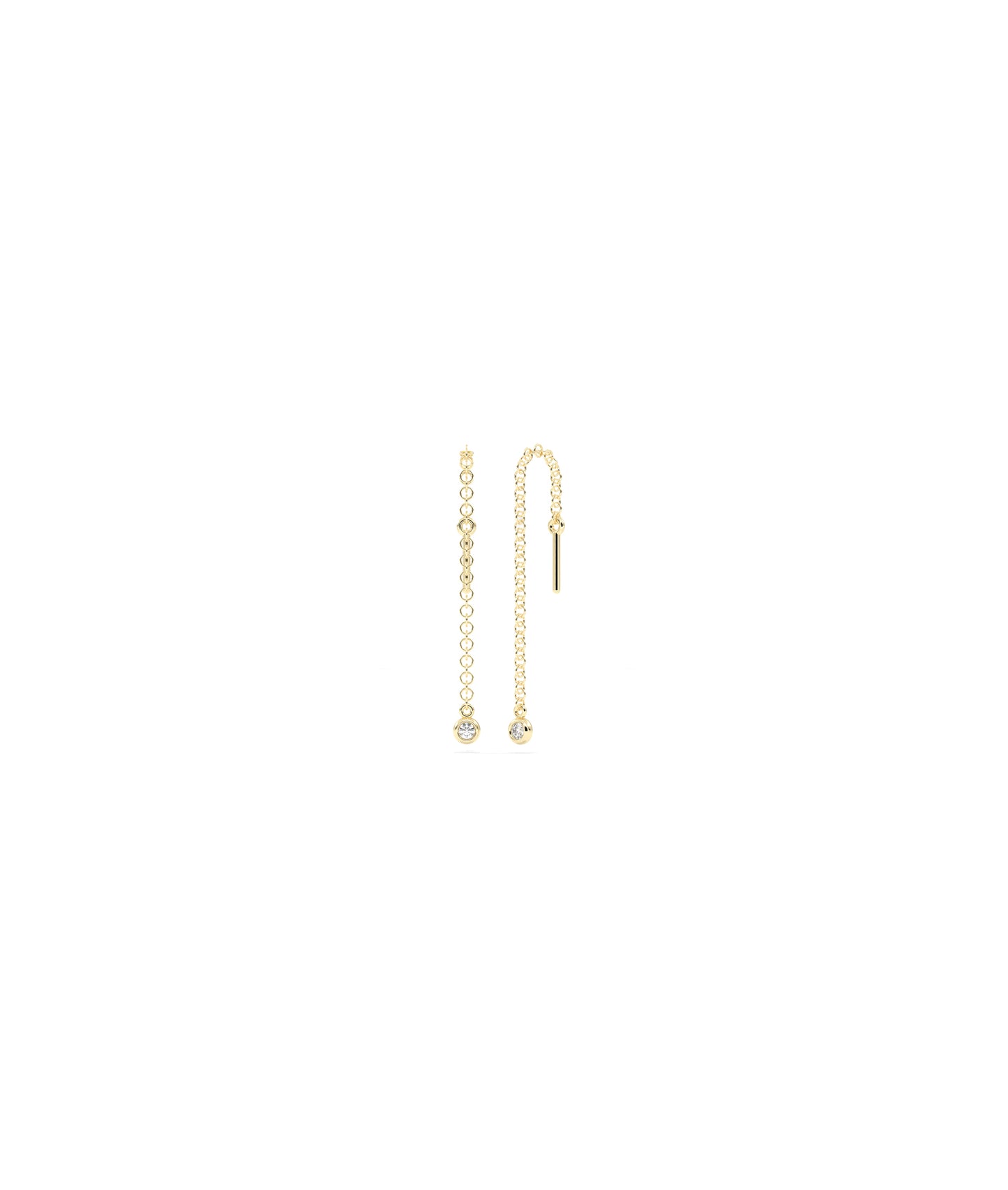 Diamond Solitaire Cable Chain Threader Earring | Diamond Earrings