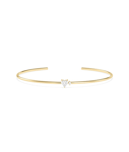 Heart Shape Birthstone and Diamond Open Cuff Bangle | Diamond Bangles