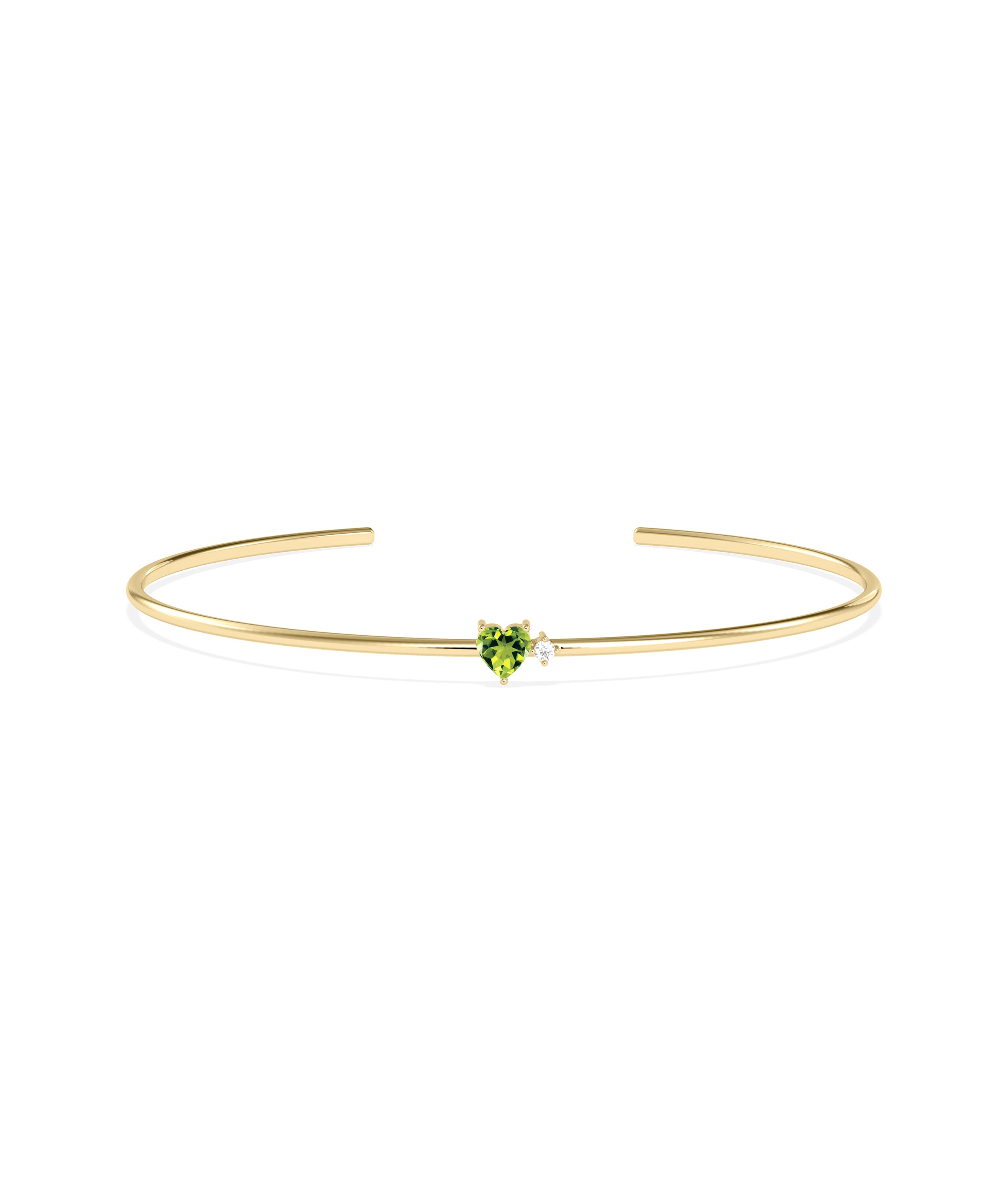 Heart Shape Birthstone and Diamond Open Cuff Bangle | Diamond Bangles