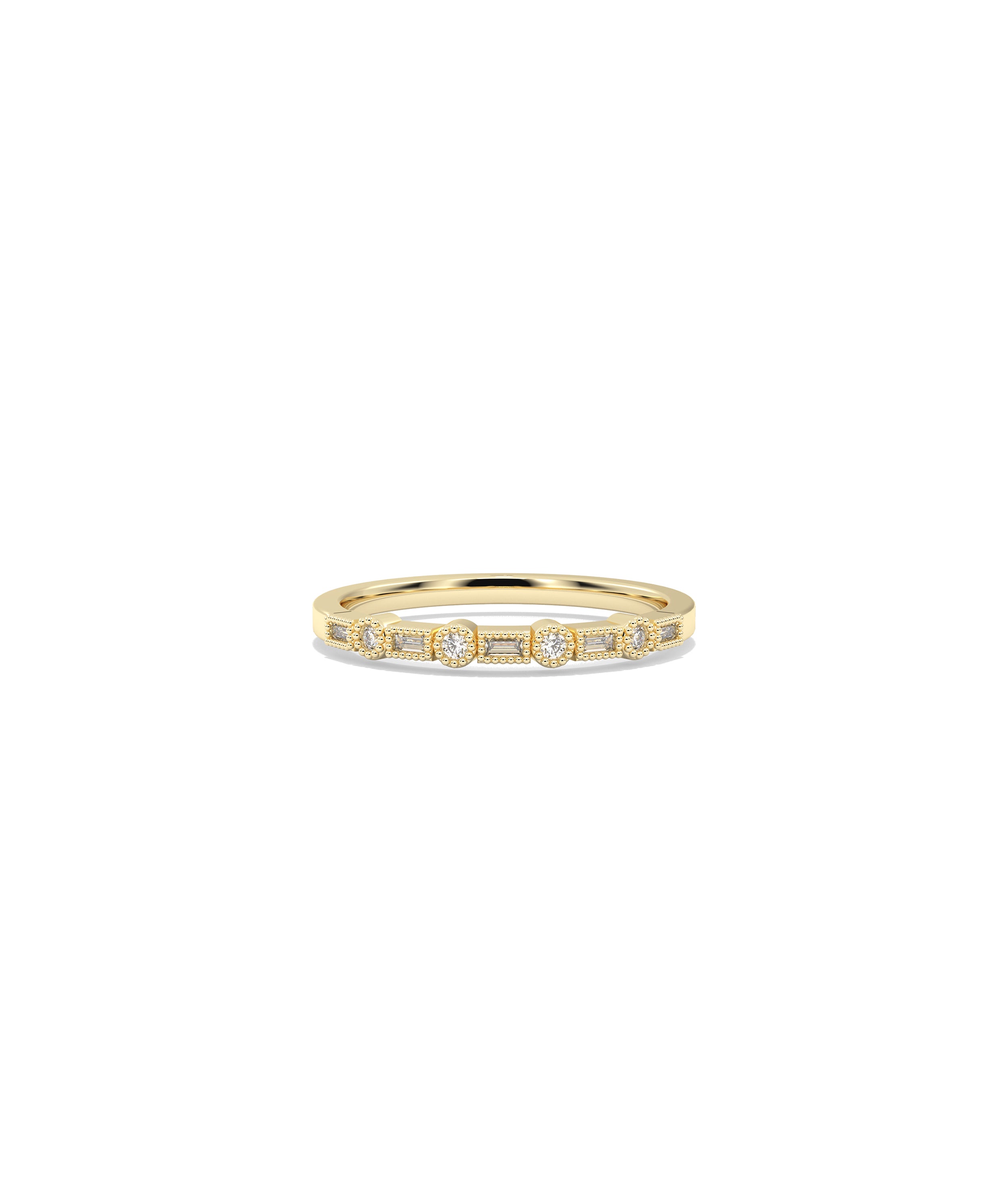 Diamond Round and Baguette Band RIng