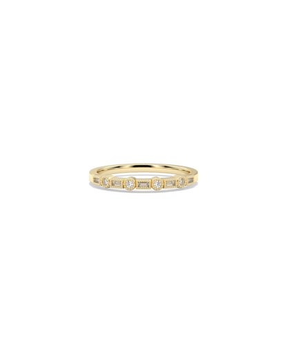 Diamond Round and Baguette Band RIng