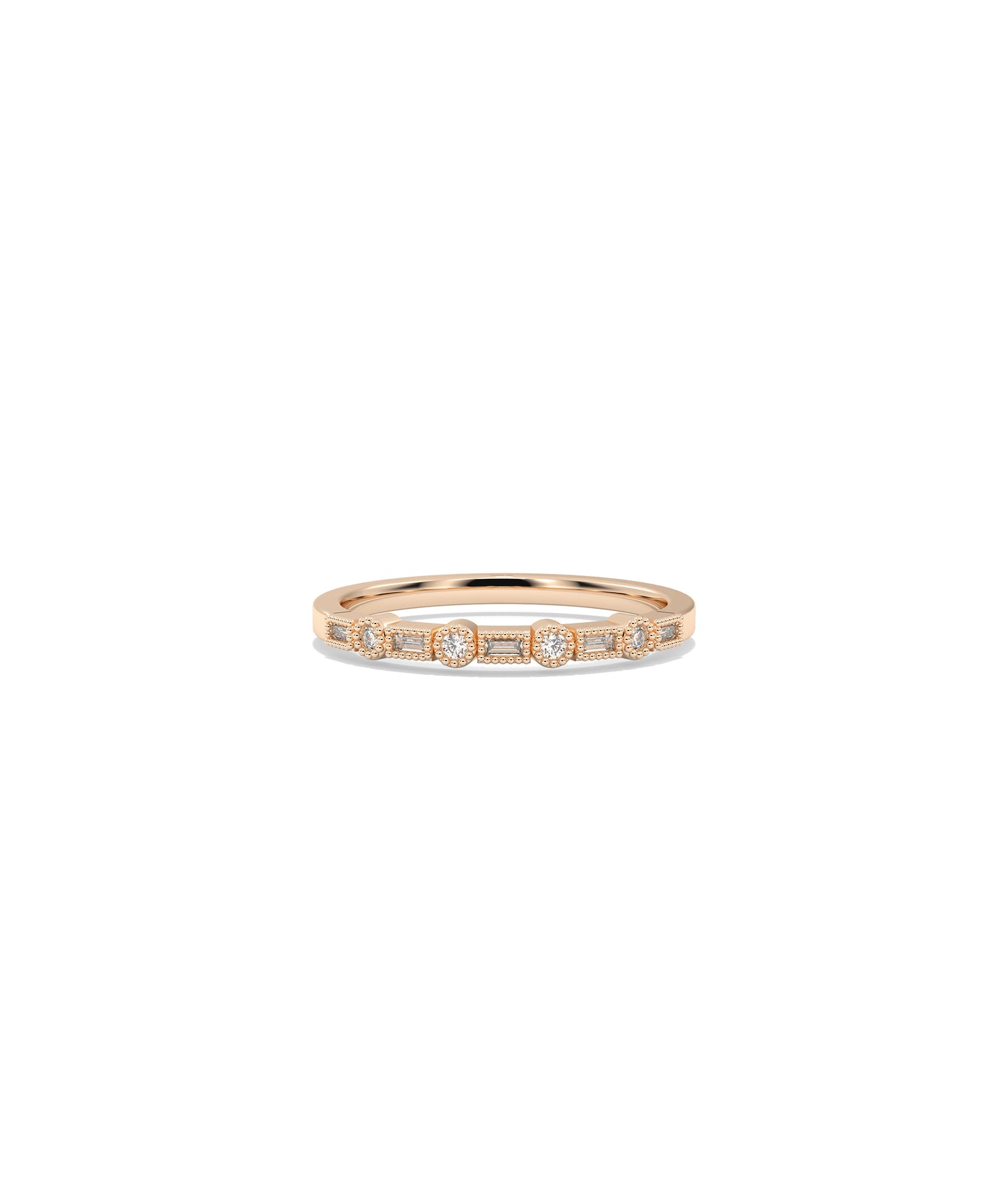 Diamond Round and Baguette Band RIng